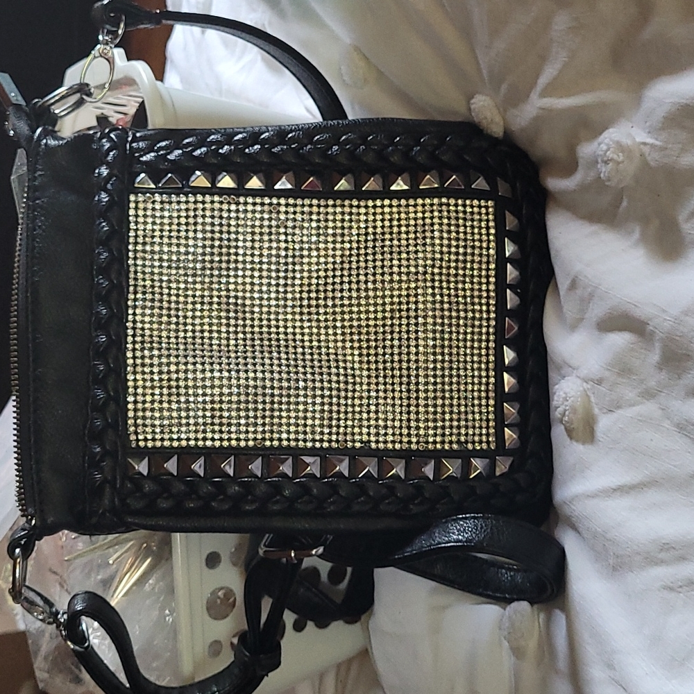 Black Rhinestoned Crossbody purse